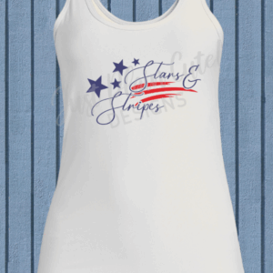 Patriotic Stars & Stripes Graphic Tank Top - White