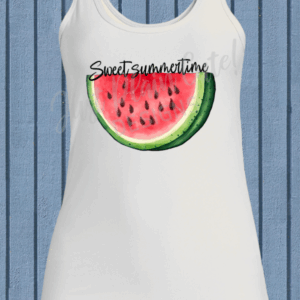 Sweet SummerTime Watermelon Graphic Tank Top - White
