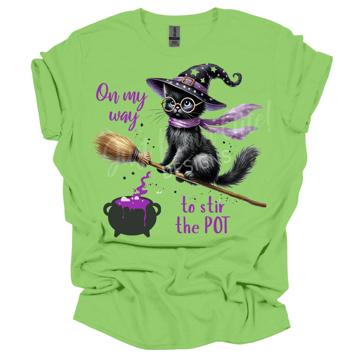 Halloween Cat Stir the Pot Short Sleeve All Sizes Tee