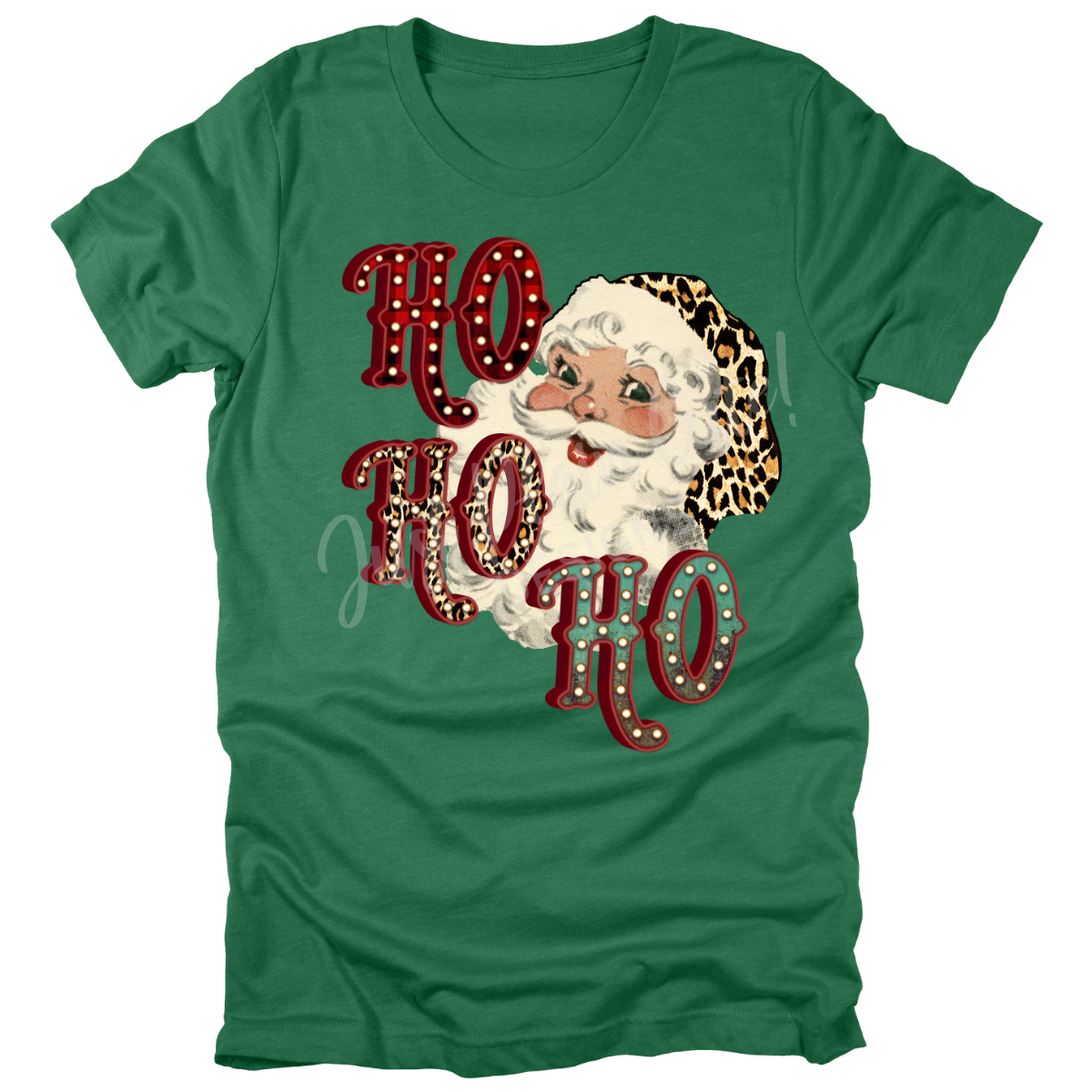 Retro Ho Ho Ho Santa Short Sleeve Adult Tee - Bella Canvas