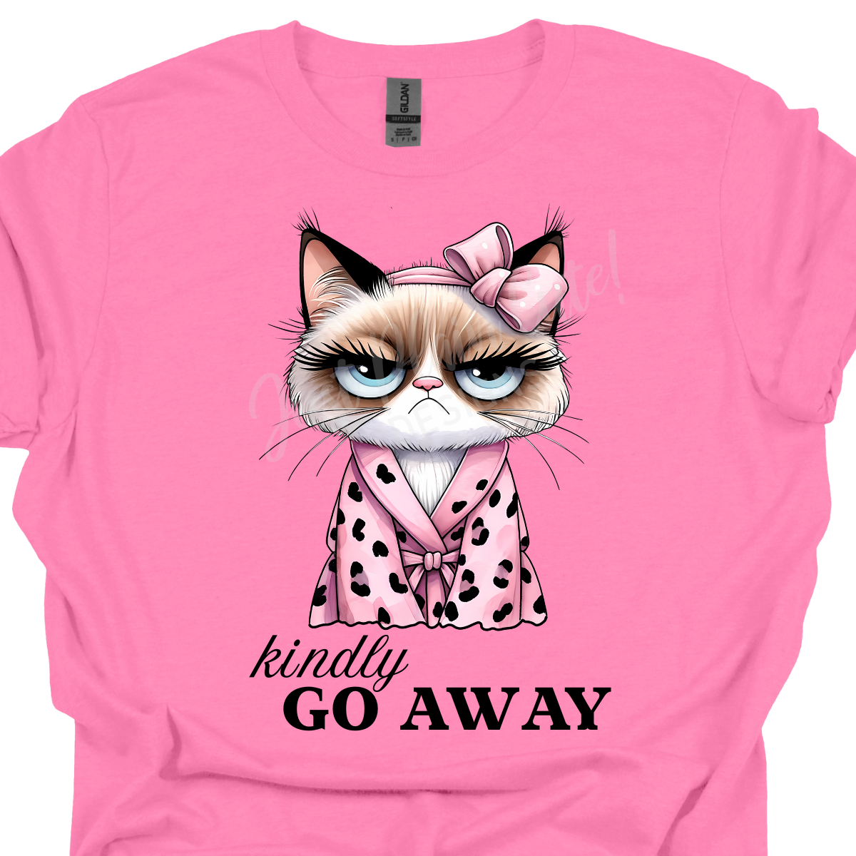 Kindly Go Away Cat Short Sleeve Adult Tee