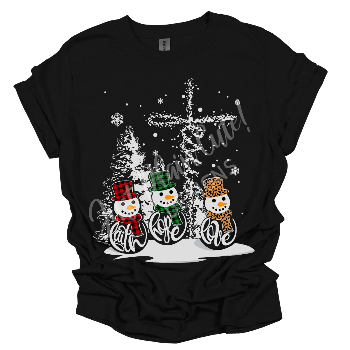 Faith Love Hope Snowmen Christmas Short/Long Sleeve Adult Tee - Image 2