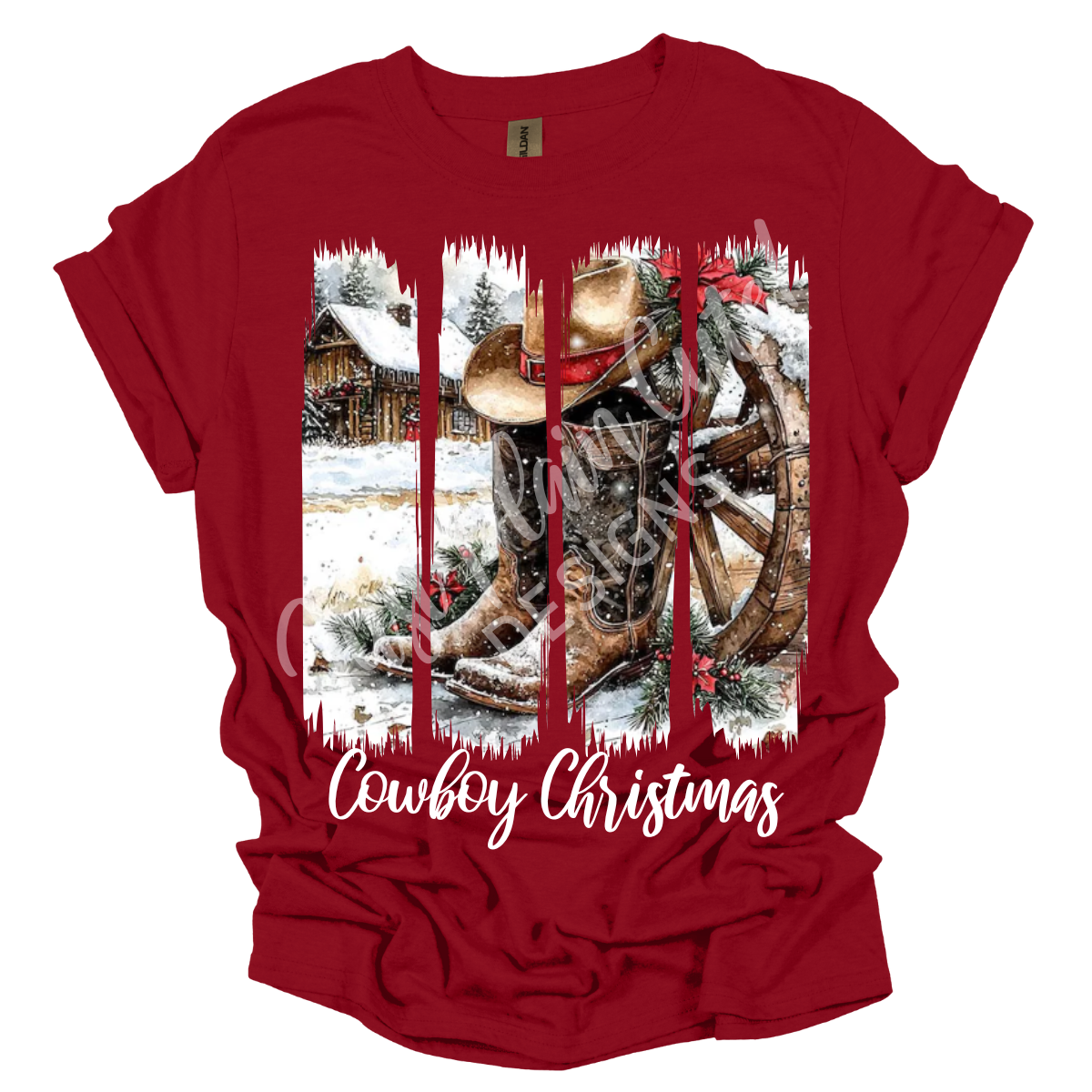 Cowboy Christmas Long/Short Sleeve Adult Tee - Image 2