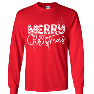 Merry Christmas Red Long Sleeve Adult Tee