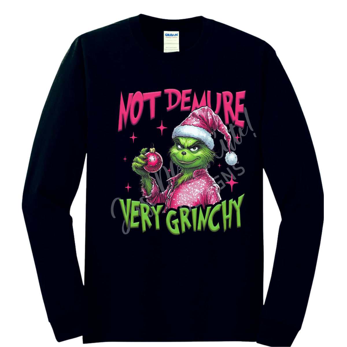 Not Demure - Very Grinchy Short/Long Sleeve Adult Tee - Image 3