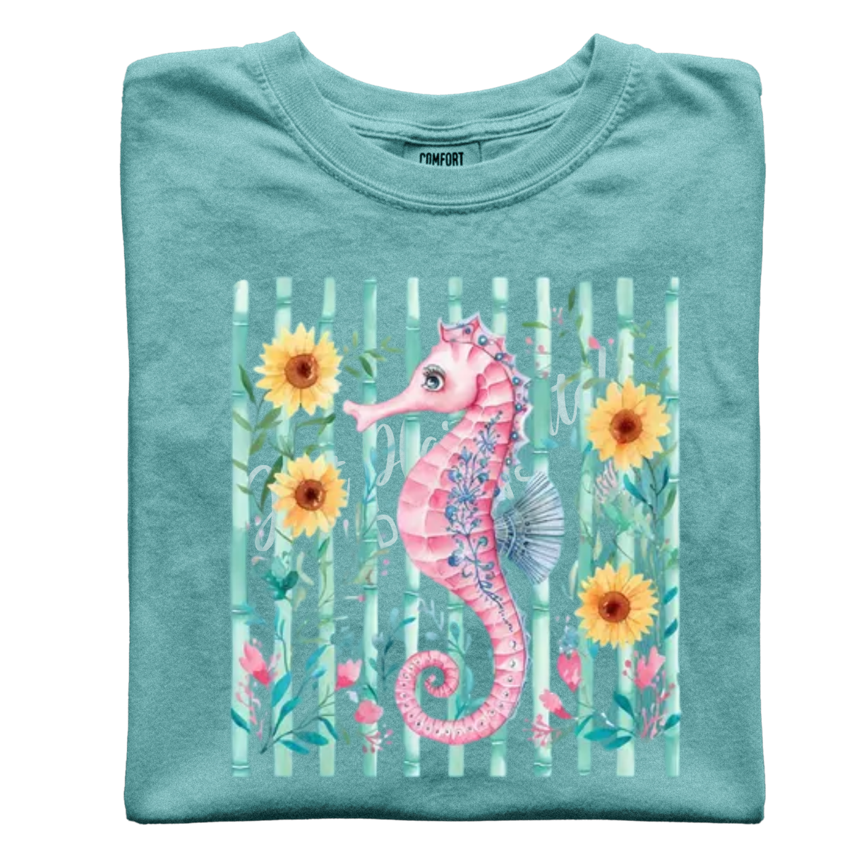 Summer Ocean Stripes Short Sleeve Adult Tee - Comfort Colors - Image 2