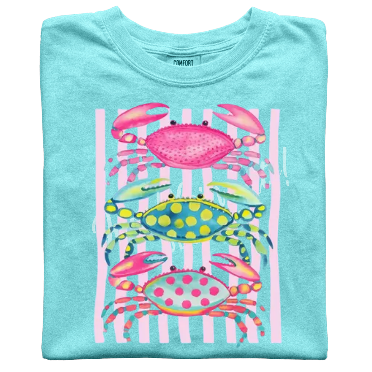 Summer Ocean Stripes Short Sleeve Adult Tee - Comfort Colors - Image 4