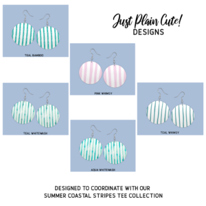 Summer Ocean Stripe Earrings 1.05" Round